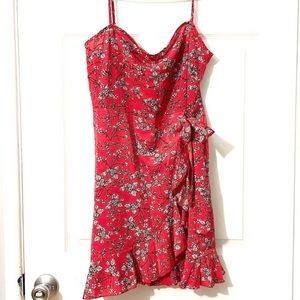 Red Floral Strapless Dress